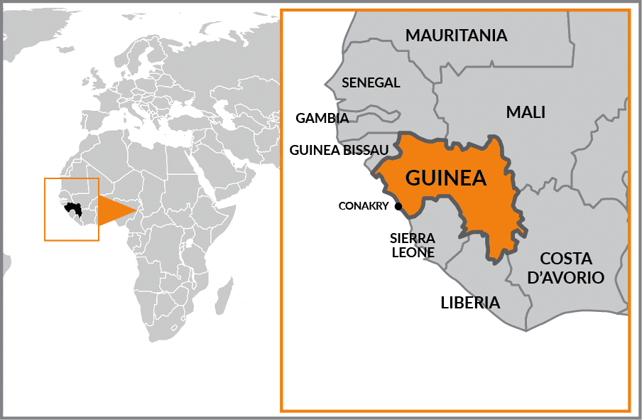 Map of Guinea in Africa